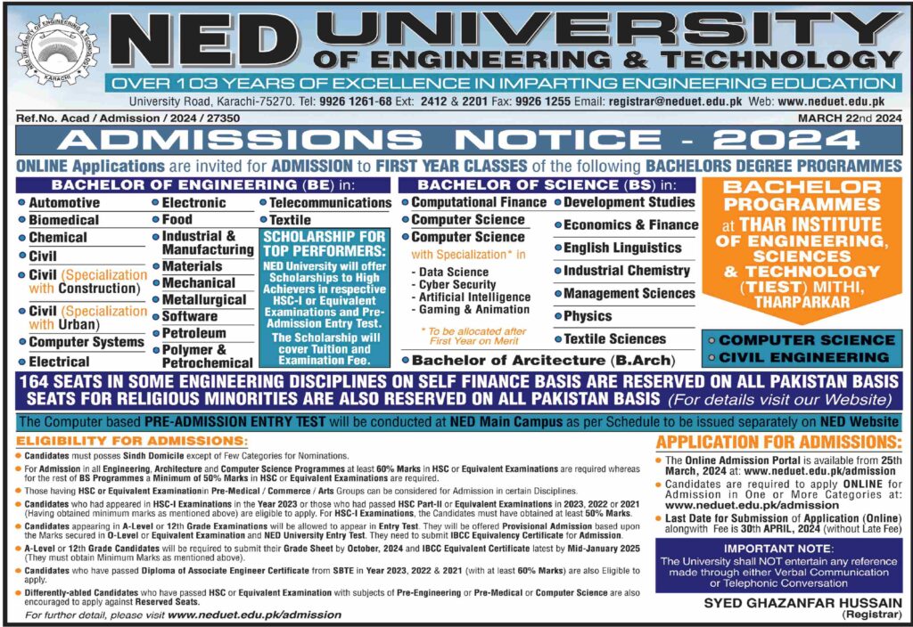 Ned University of Engineering & Technology Karachi