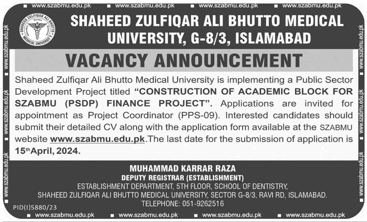 Shaheed Zulfiqar Ali Bhutto Medical University Islamabad