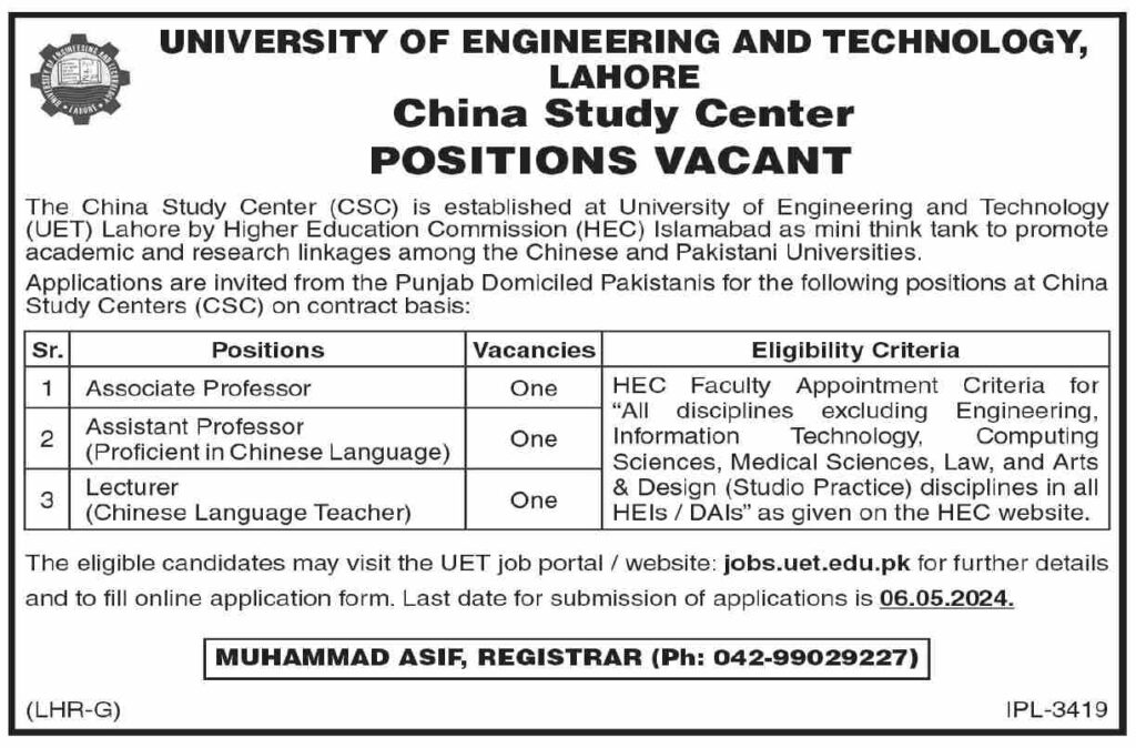 China Study Center Positions 2024